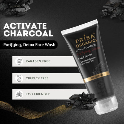 Prisa Organics Activate Charcoal Purifying cleanse  Face Wash