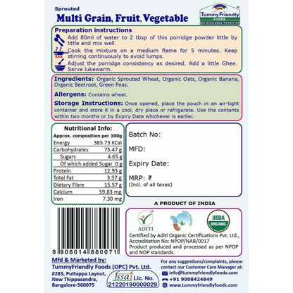 TummyFriendly Foods Certified Stage3 Porridge Mixes Trial Packs - Ragi, Sathu Maavu, MultiGrain for 8 Months Old Baby - Drmedicart