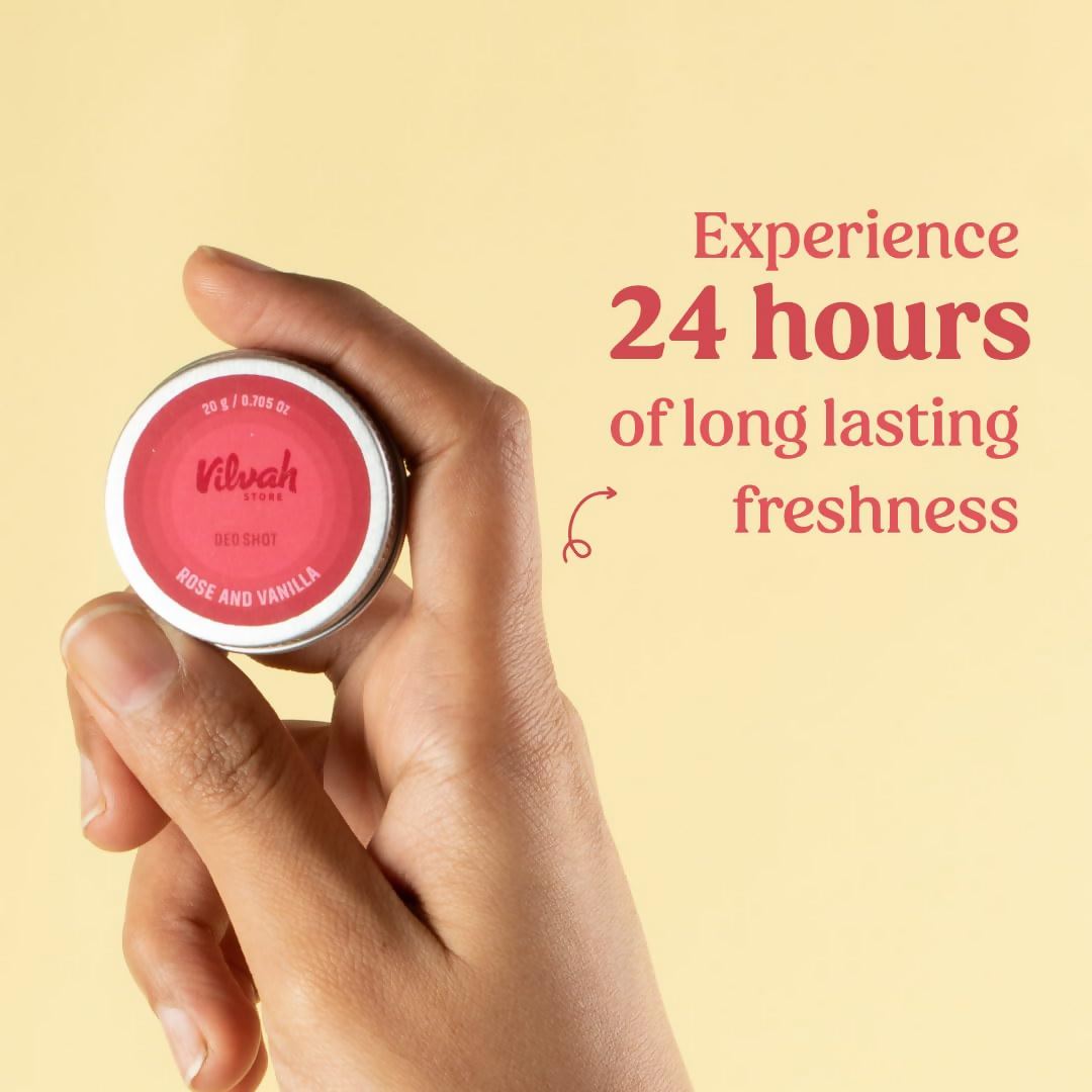 Vilvah Store Rose And Vanilla Deo Shot 24 Hour Odor-Free Underarms
