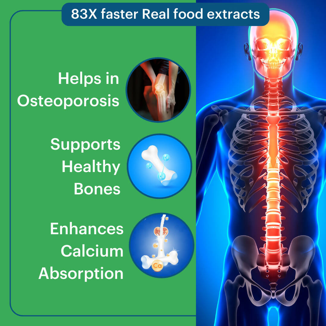 Laurik Advance Calcium Tablets For Strengthens Bones With Vegetables, Leafy Vegetables For Women And Men