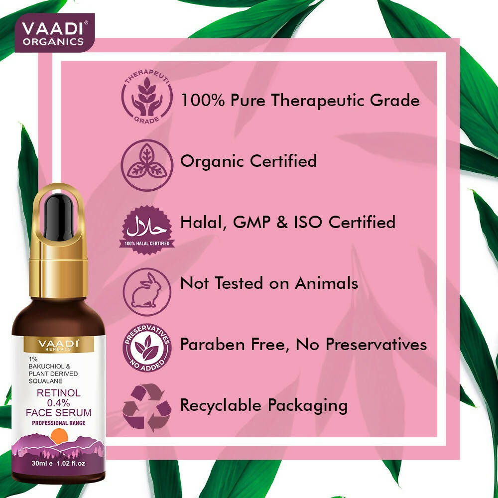 Vaadi Herbals Retinol 0.4% Face Serum With 1% Baluchiol & Plant Derived Squalane - Drmedicart