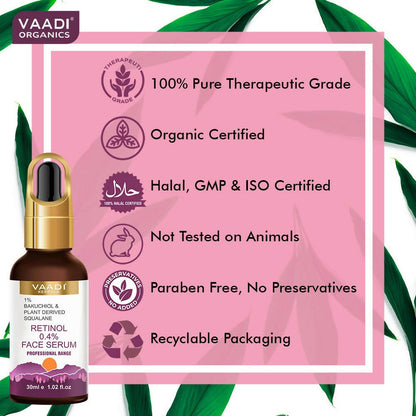 Vaadi Herbals Retinol 0.4% Face Serum With 1% Baluchiol & Plant Derived Squalane - Drmedicart