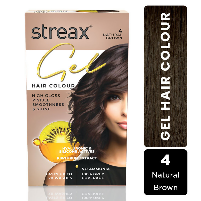 Streax Gel No Ammonia 100% Grey Coverage Hair Color - Natural Brown 4