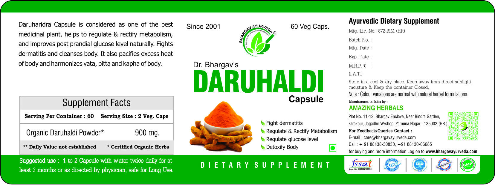 Dr. Bhargav’s Daruhaldi Capsules