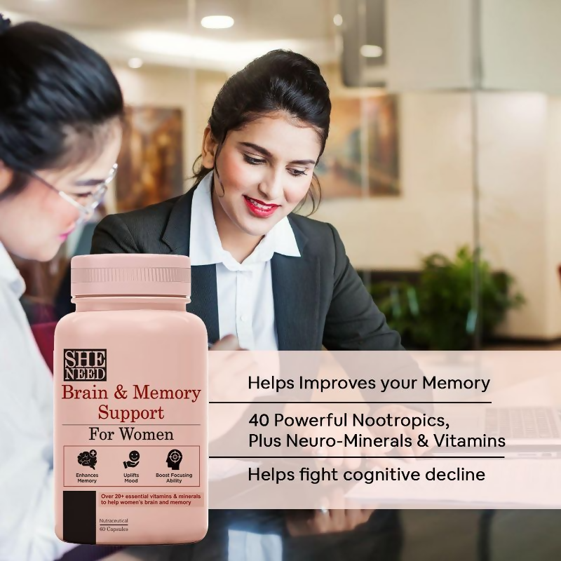 SheNeed Women’s Brain & Memory Supports Supplement Capsules