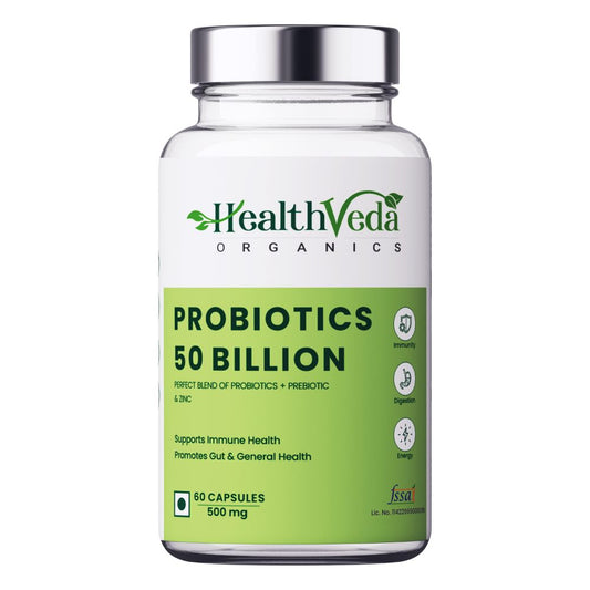Buy Health Veda Organics Probiotics 50 Billion Veg Capsules from DrMediCart, Ship from India to USA