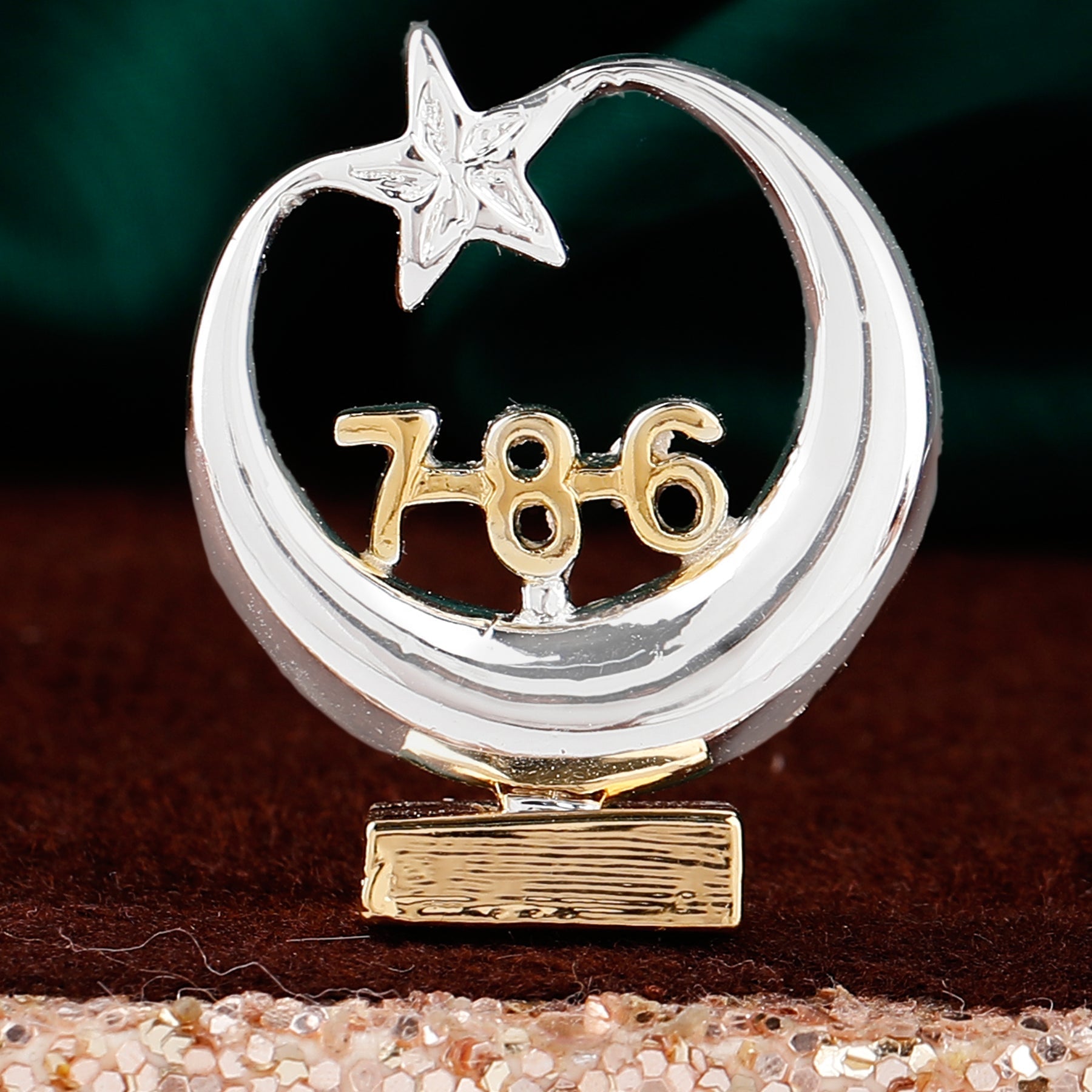 Buy Estele Gold-Polished Spiritual 786 Chand Taara Idol for Home Decorative/ Car Dashboard