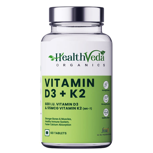 Buy Health Veda Organics Vitamin D3 + K2 Healthy Bones Tablets from DrMediCart, Ship from India to USA