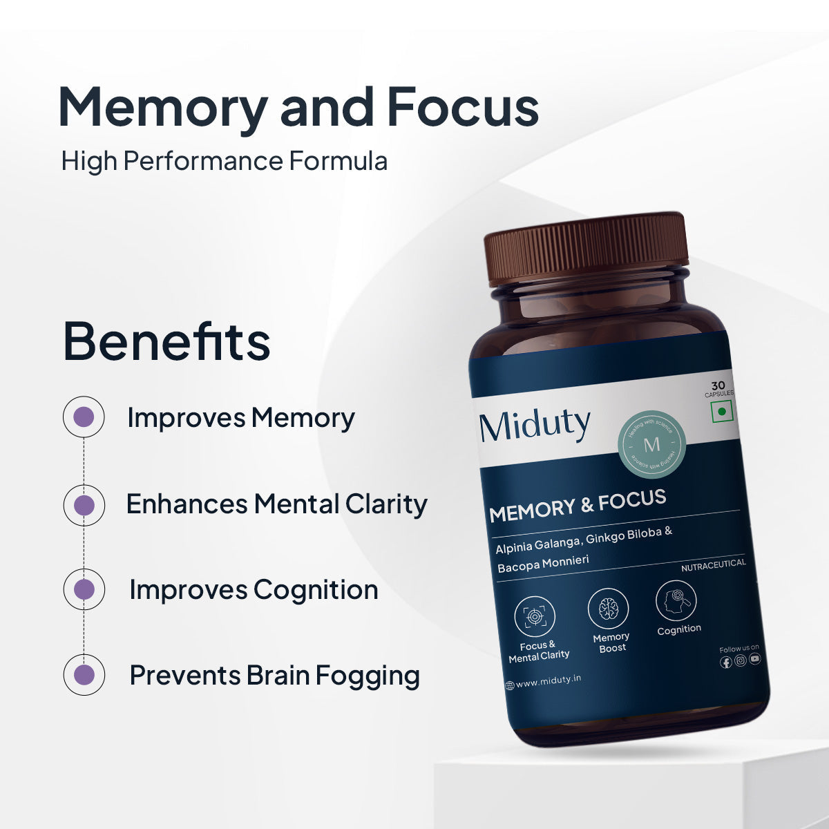 Miduty by Palak Notes Memory & Focus Capsules