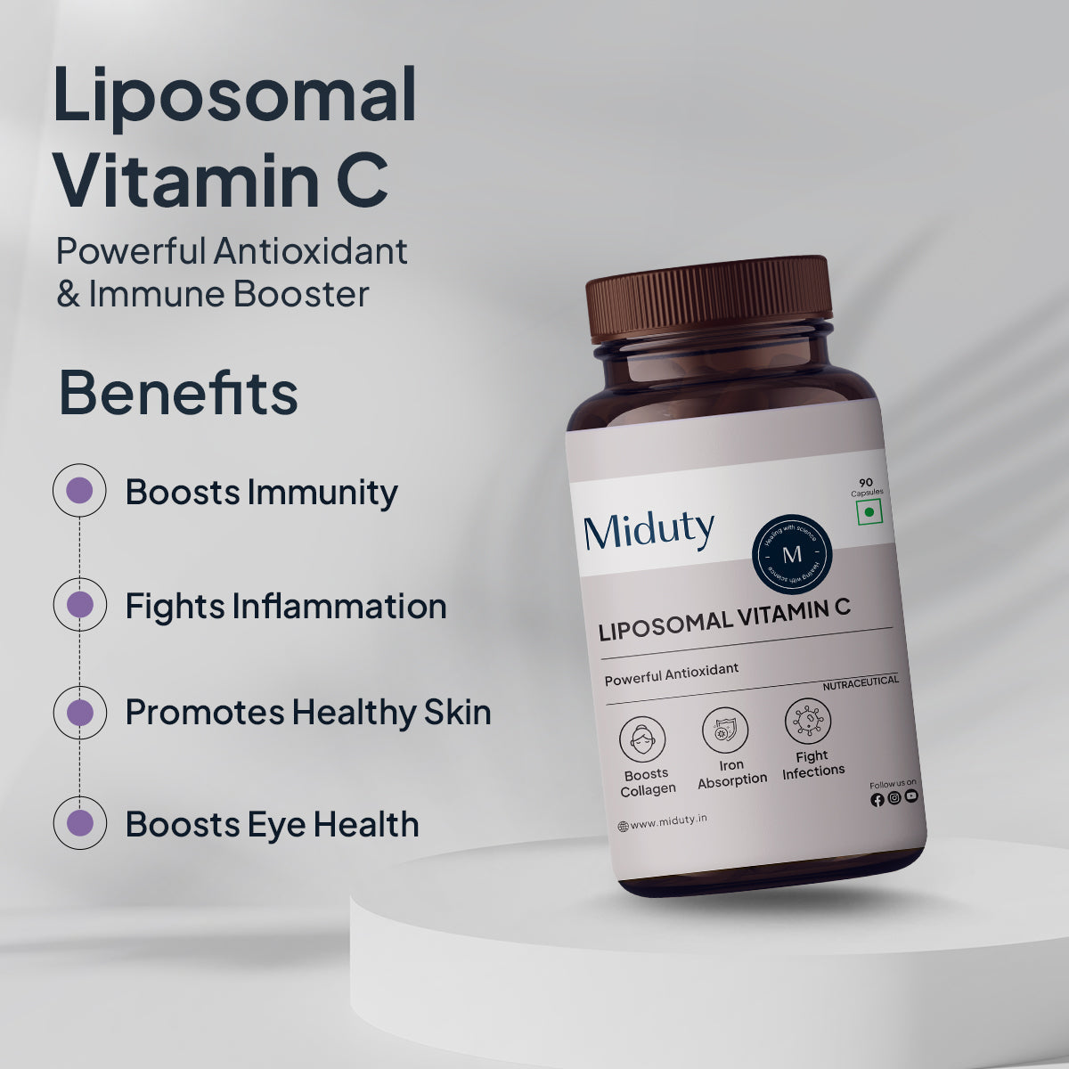 Miduty by Palak Notes Patented Liposomal Vitamin C Capsules