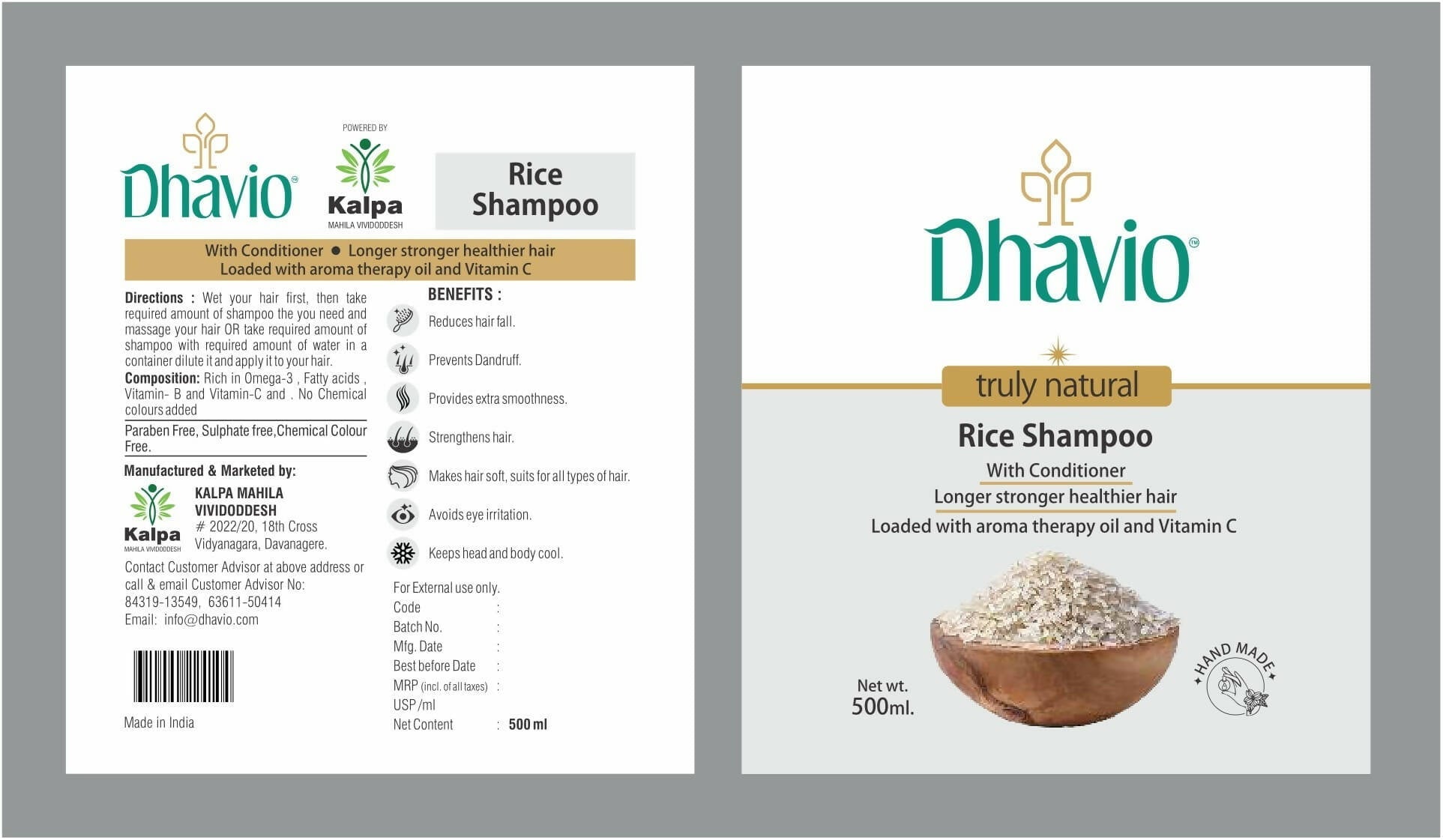 Dhavio Rice Shampoo