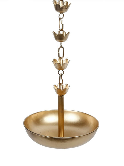 CraftVatika Gold-Toned Hanging Urli Bowl Showpiece