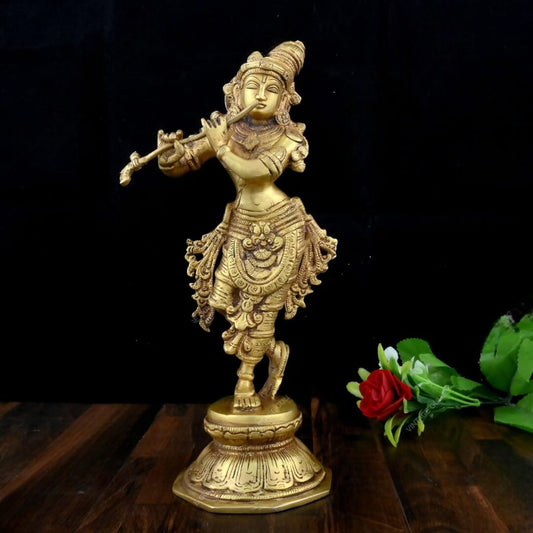 Buy Vintage Gulley Brass Krishna Antique Standing Idol