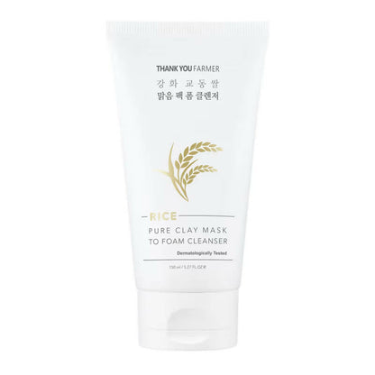 Thank You Farmer Rice Pure Clay Mask To Foam Cleanser