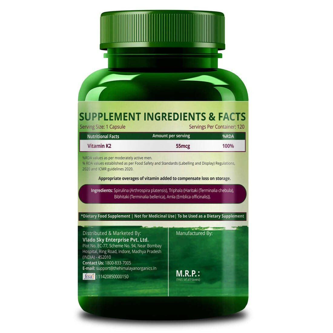Himalayan Organics Plant Based Vitamin K2 Capsules