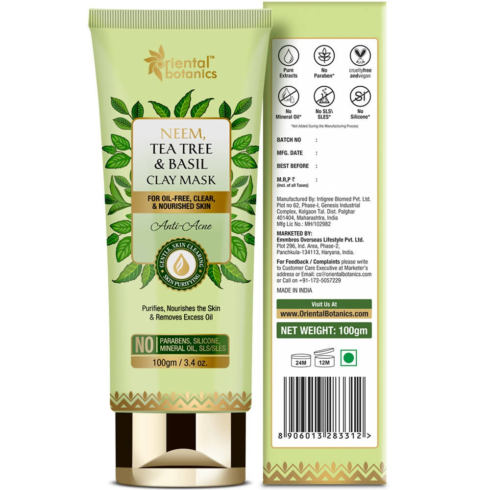 Oriental Botanics Neem, Tea Tree And Basil Anti Acne Clay Mask