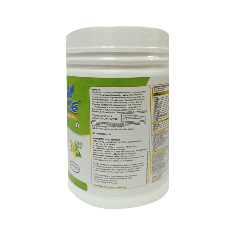 Invig LivSource Powder with Protein & BCAA for Muscle Growth, Sugar & Gluten Free - Flavour Vanilla