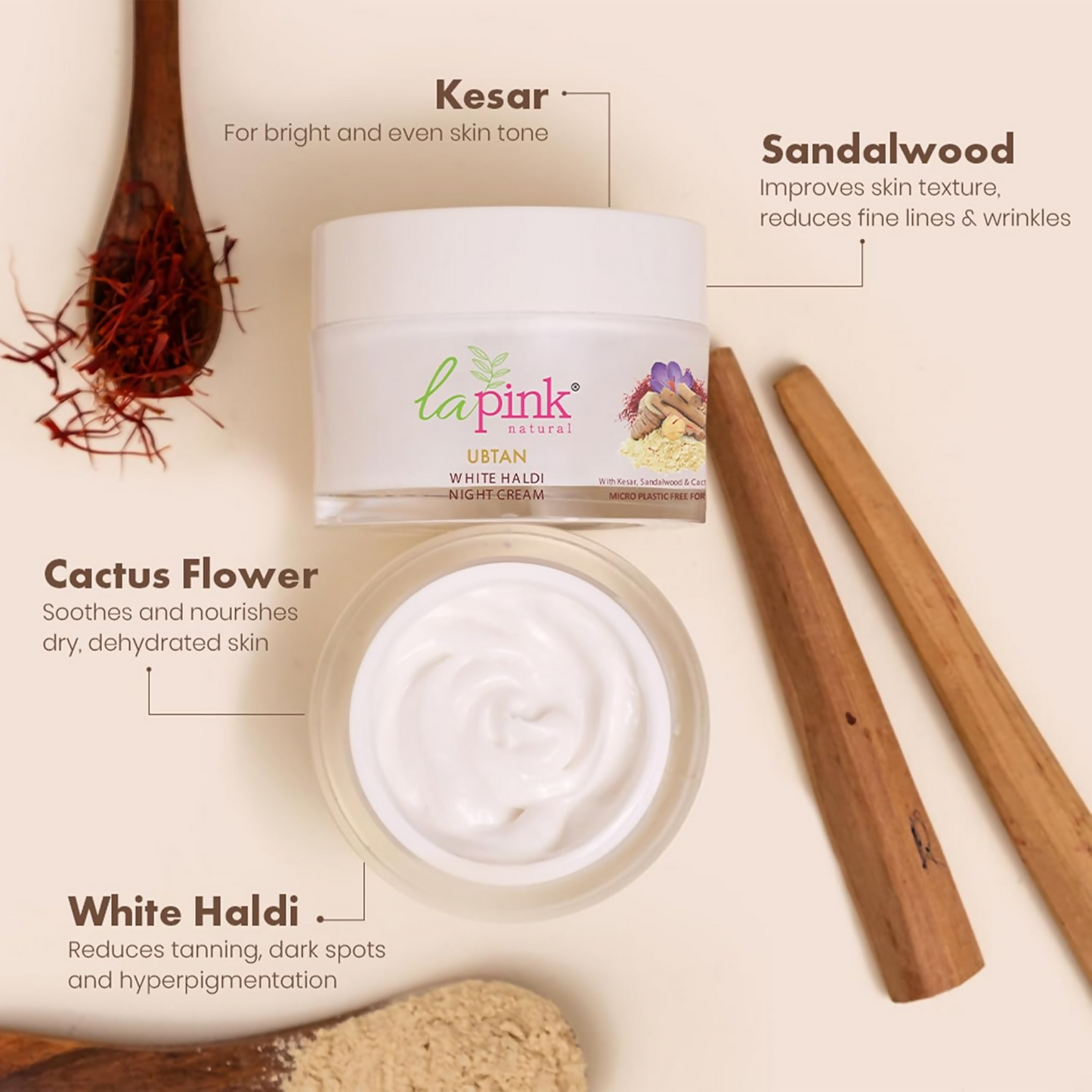 La Pink Ubtan White Haldi Night Cream