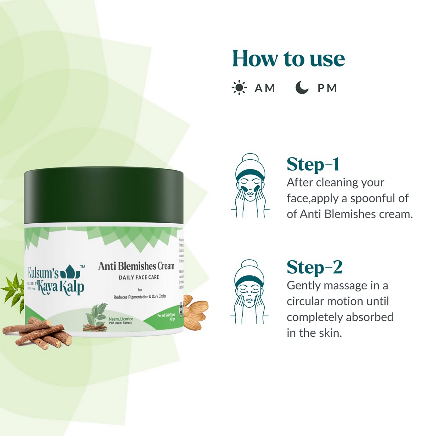 Kulsum's Kaya Kalp Anti-Blemishes Cream Daily Face Care For Reduced Pigmentation & Dark Circles