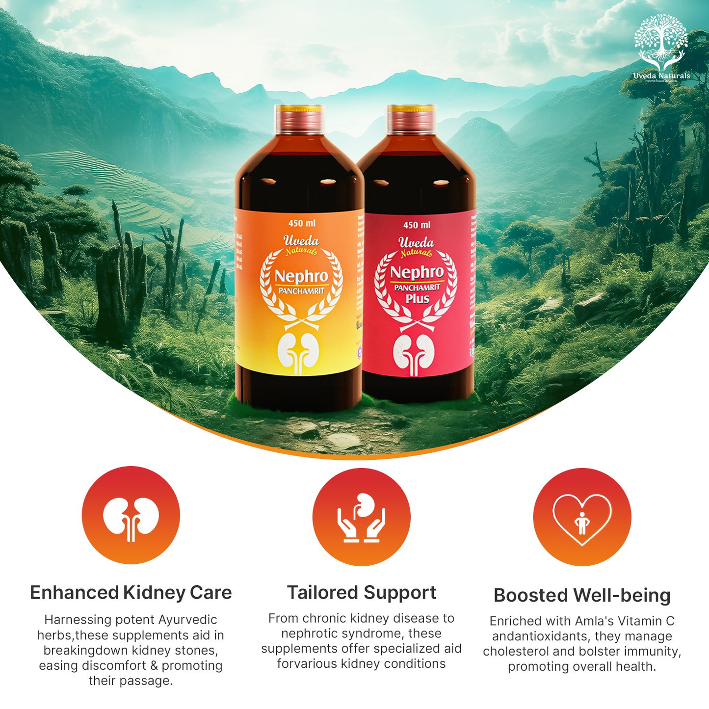 Uveda Naturals Nephro Panchamrit and Nephro Panchamrit Plus Combination