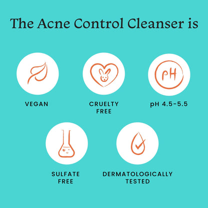 Foxtale 2% Salicylic Acid Acne Control Cleanser For Oily And Acne Prone Skin - Reduces Pimples and Breakouts