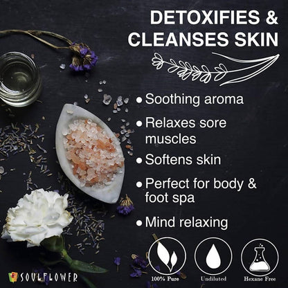 Soulflower Aromatherapy Essential Oil Lavender Bath Salt Enriched With Himalayan Pink Rock Salt - DrMediCart