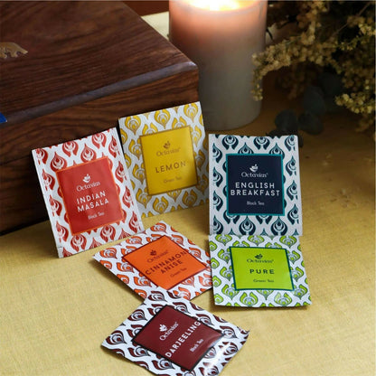 Octavius Dark Wood Caddy Wooden Gift Box - 90 Tea Bags