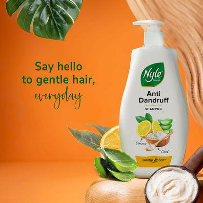 Nyle Naturals Anti Dandruff Shampoo, With Lemon And Curd, Gentle & Soft, For Men & Women