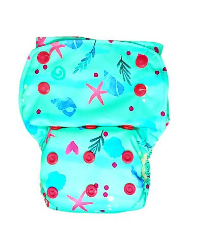 Kindermum Nano Aio Cloth Diaper With 2 Organic Cloth Insert- Seashore For Kids