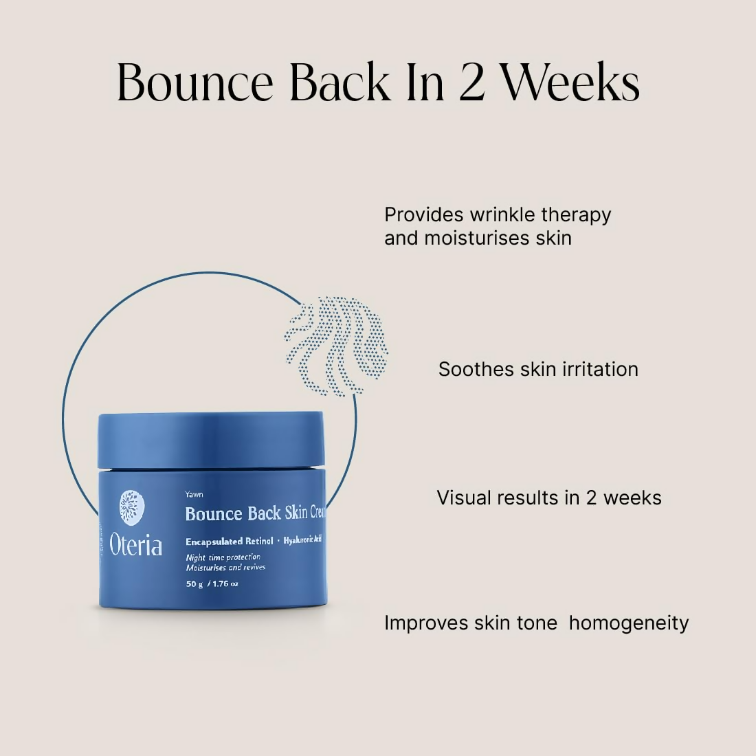 Oteria Premium Bounce Back Skin Face Cream - Night Repair Cream For Glowing Skin and Brightening