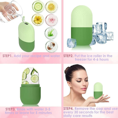 Episkey Ice Roller For Face Eyes and Neck To Brighten Skin & Enhance Your Natural Glow & De-Puff The Eye Area (Reusable) - Fev Green