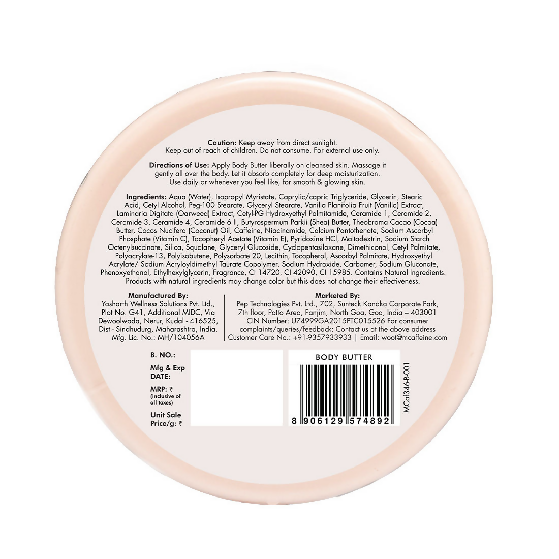mCaffeine Vanilla Dream Deep Moisturizing Body Butter