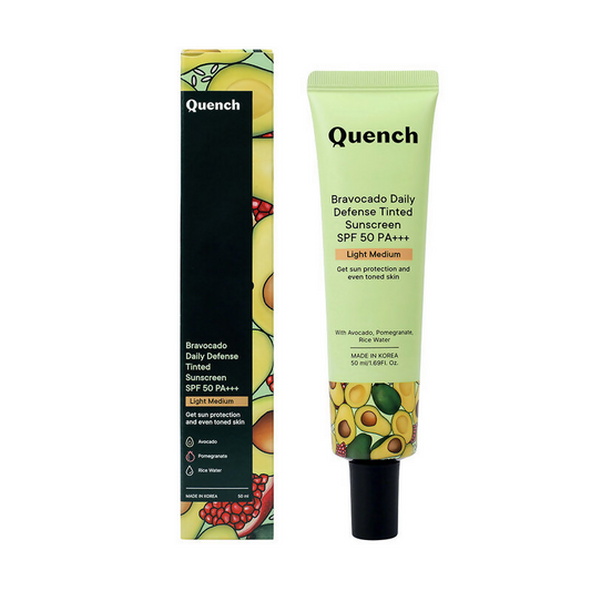Quench Vitamin E Tinted SPF 50 Sunscreen PA+++ with both Mineral & Chemical Actives (Light Medium)