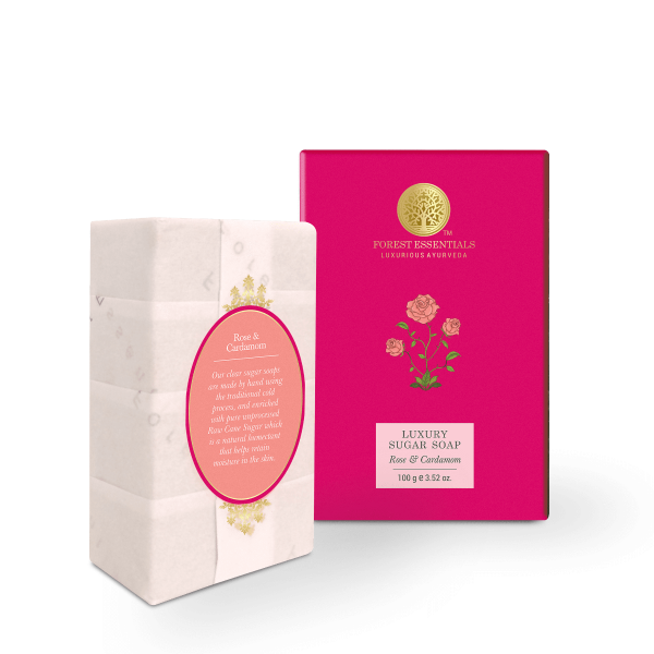 Buy Forest Essentials Luxury Sugar Soap Rose & Cardamom from DrMediCart, Ship from India to USA