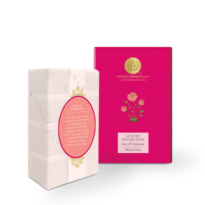 Buy Forest Essentials Luxury Sugar Soap Rose & Cardamom from DrMediCart, Ship from India to USA