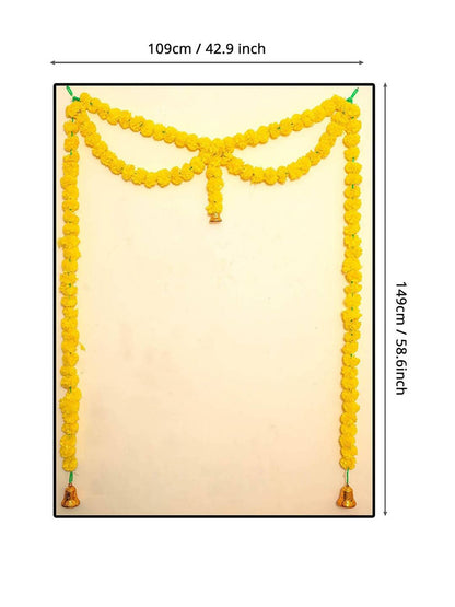 Tied Ribbons Yellow Hanging Marigold Garland Toran