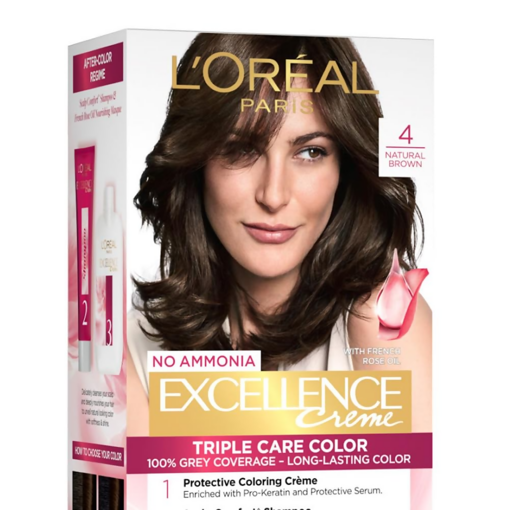 L'Oreal Paris Excellence Creme Hair Color, 4 Natural Brown