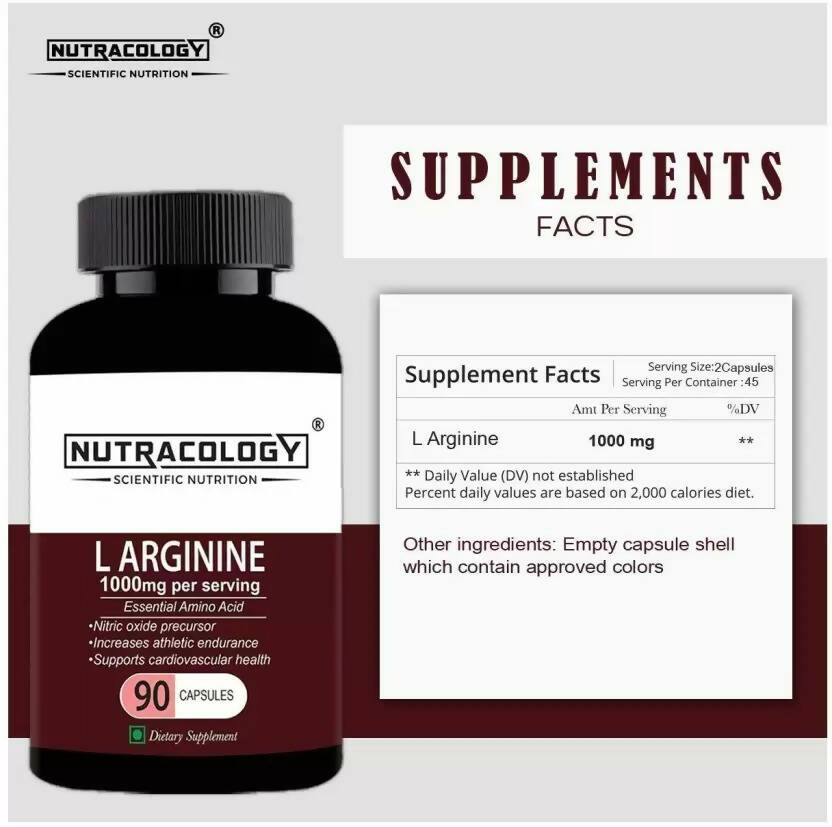 Nutracology L Arginine 1000mg Nitric Oxider Booster For Muscle Gain & Strength Capsules