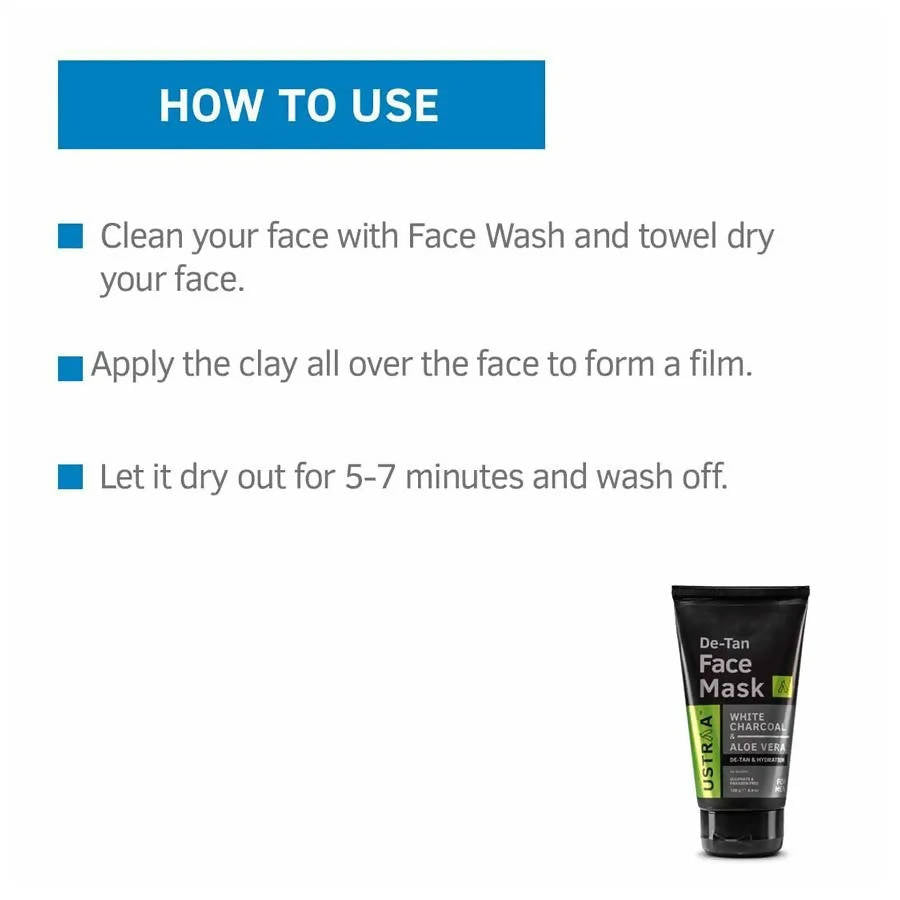 ustraa charcoal alove vera de tan white face mask buy in usa