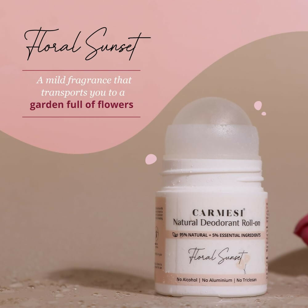 Carmesi Natural Underarm Roll On Deodorant for Women - Floral Sunset