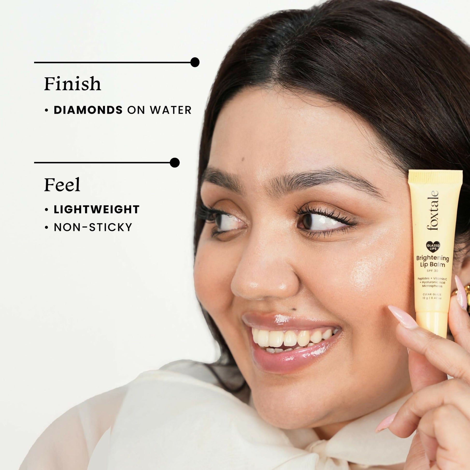 Foxtale Brightening SPF 30 Lip Balm - Clear Glaze (Vanilla), Brightens Lips, Reduces Pigmentation