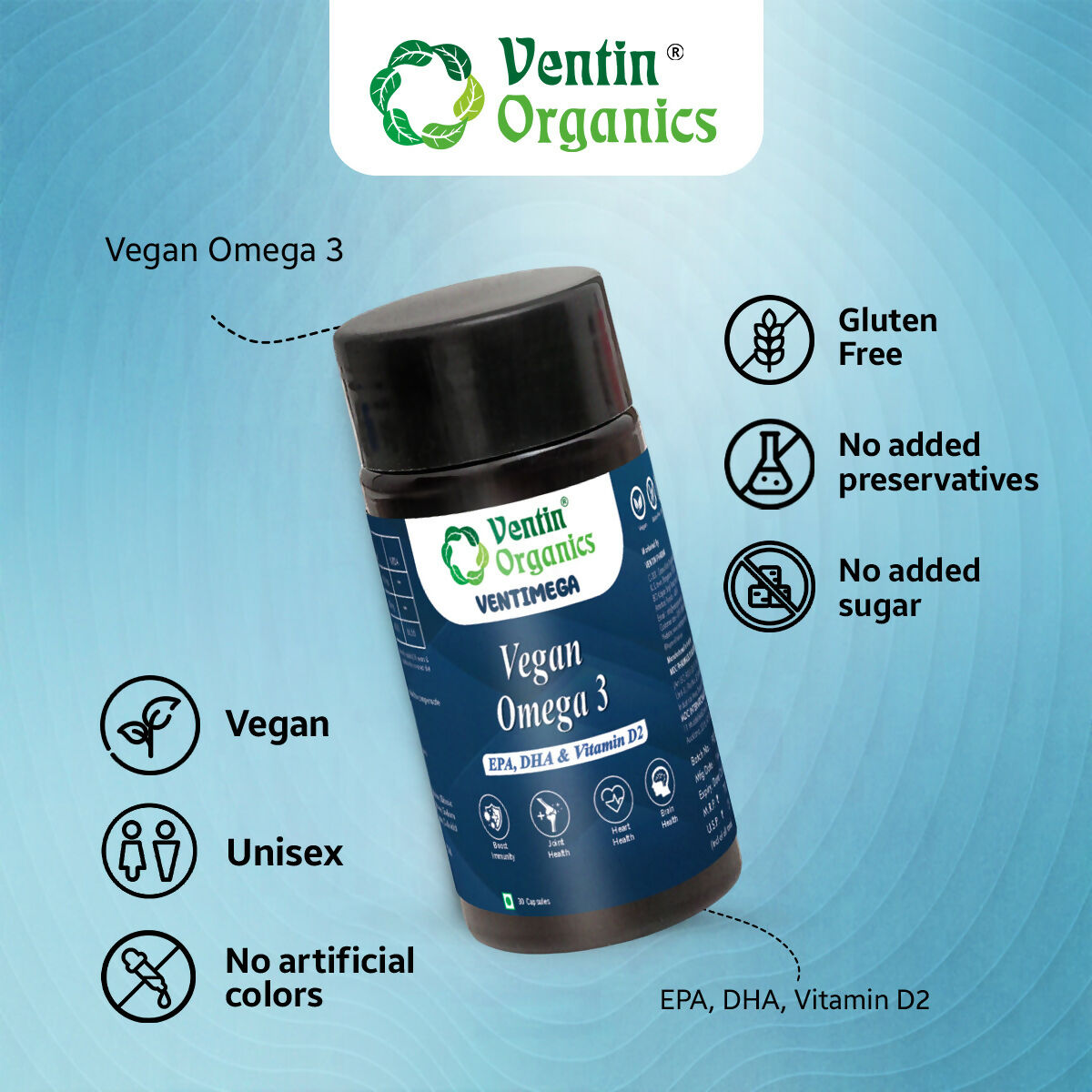 Ventin Organics Ventimega Vegan Omega 3 with EPA & DHA