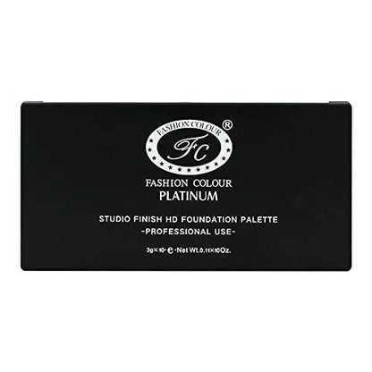 Fashion Colour Studio Finish HD Foundation Palette- 10 HD Cream Makeup Shades