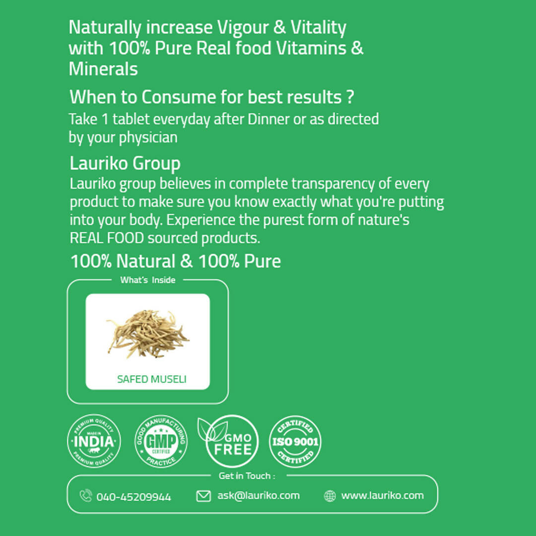 Laurik Perfomax Safed Musli, Ashwagandha, Gokhru Tablets | Supports Strength And Vitality