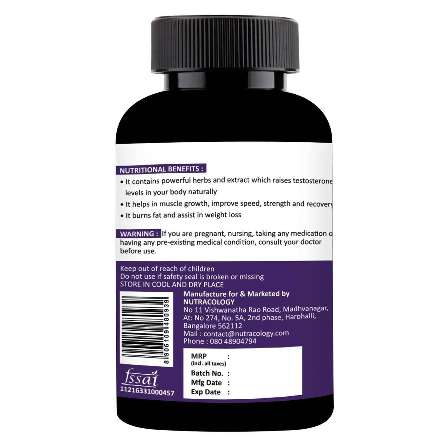 Nutracology T 3X Power Testosterone Booster For Muscle Strength Energy For Men