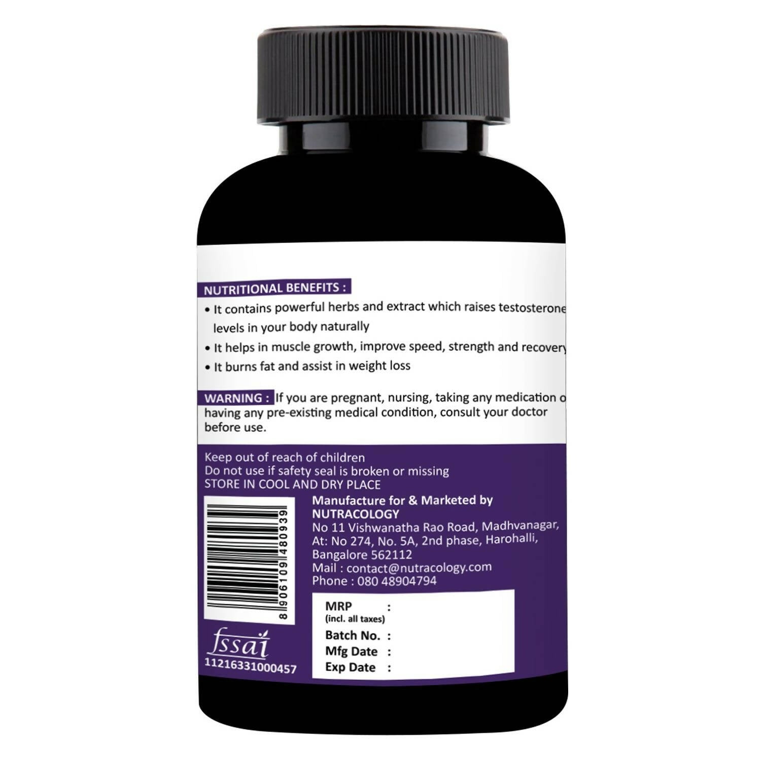 Nutracology T 3X Power Testosterone Booster For Muscle Strength Energy For Men
