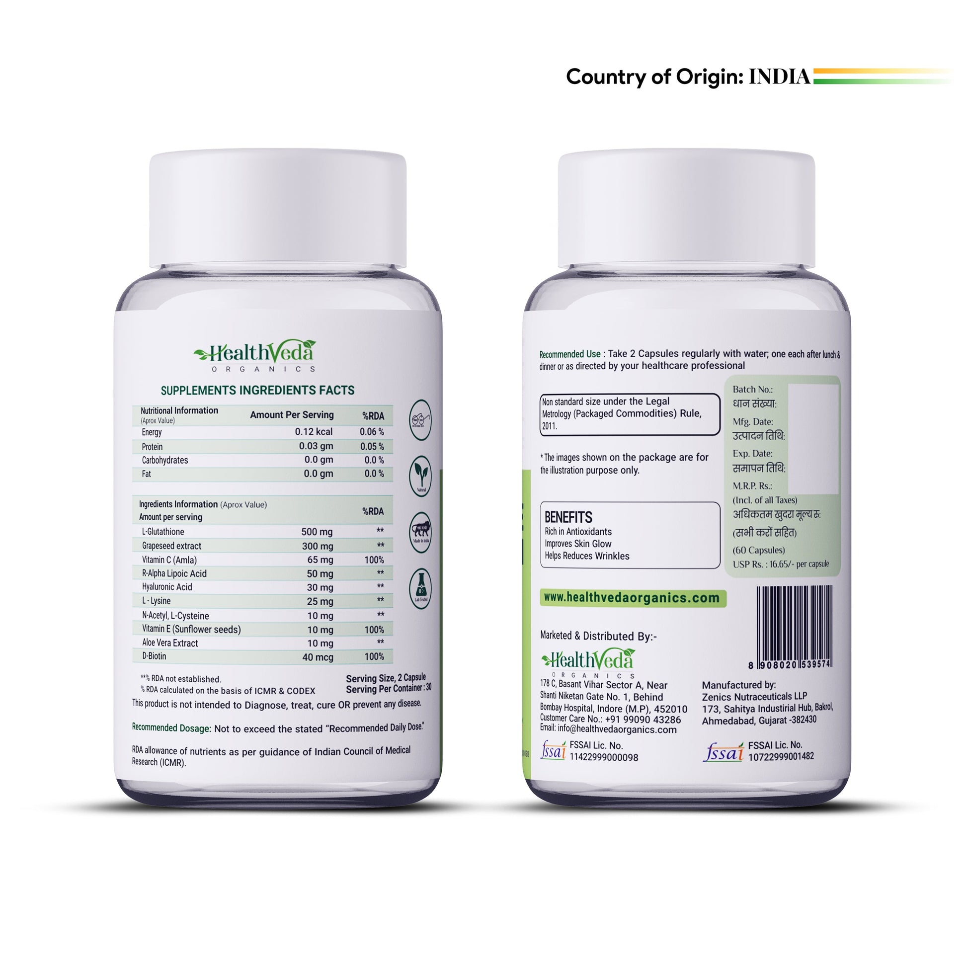 Health Veda Organics L-Glutathione Capsules
