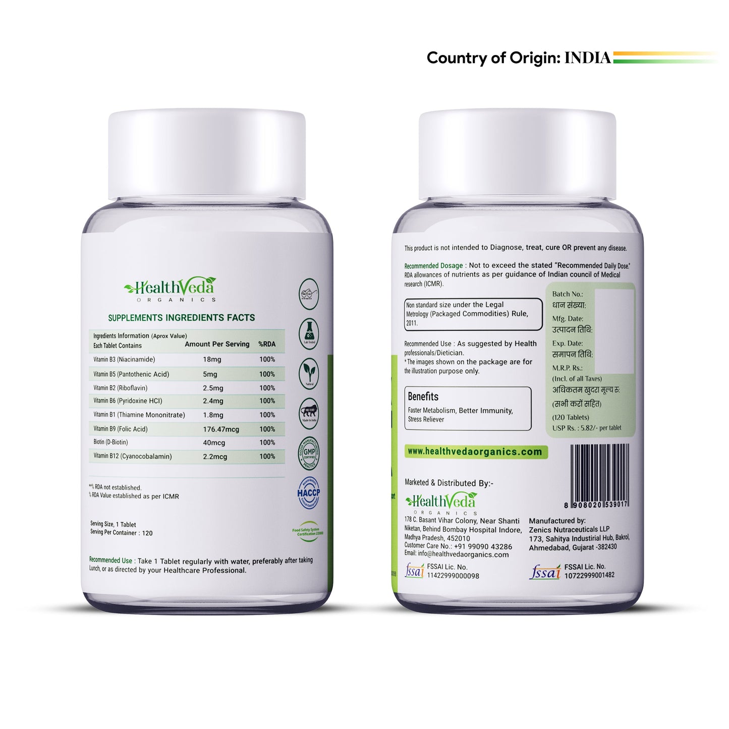 Health Veda Organics Plant Based B-Complex Tablets