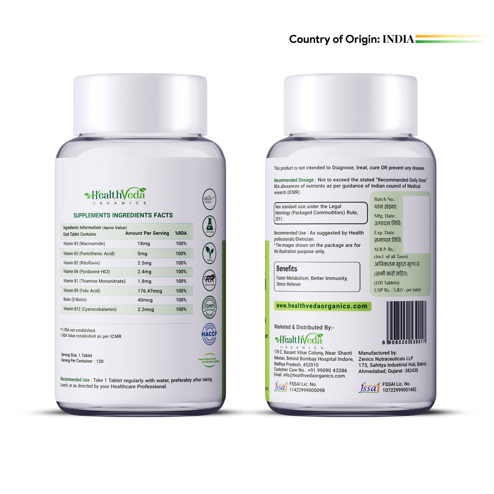 Health Veda Organics Plant Based B-Complex Tablets