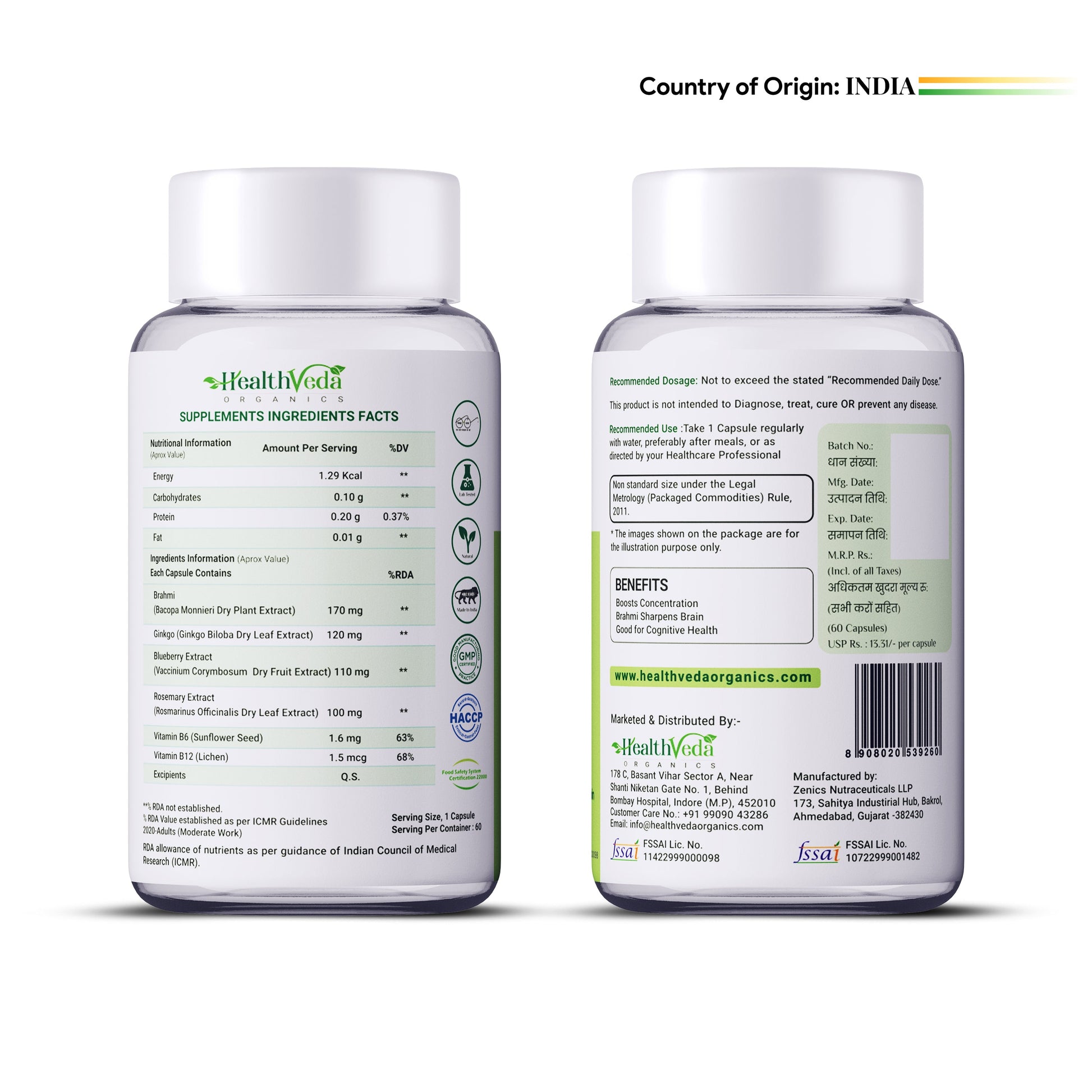 Health Veda Organics Plant Based Brain Booster Capsules